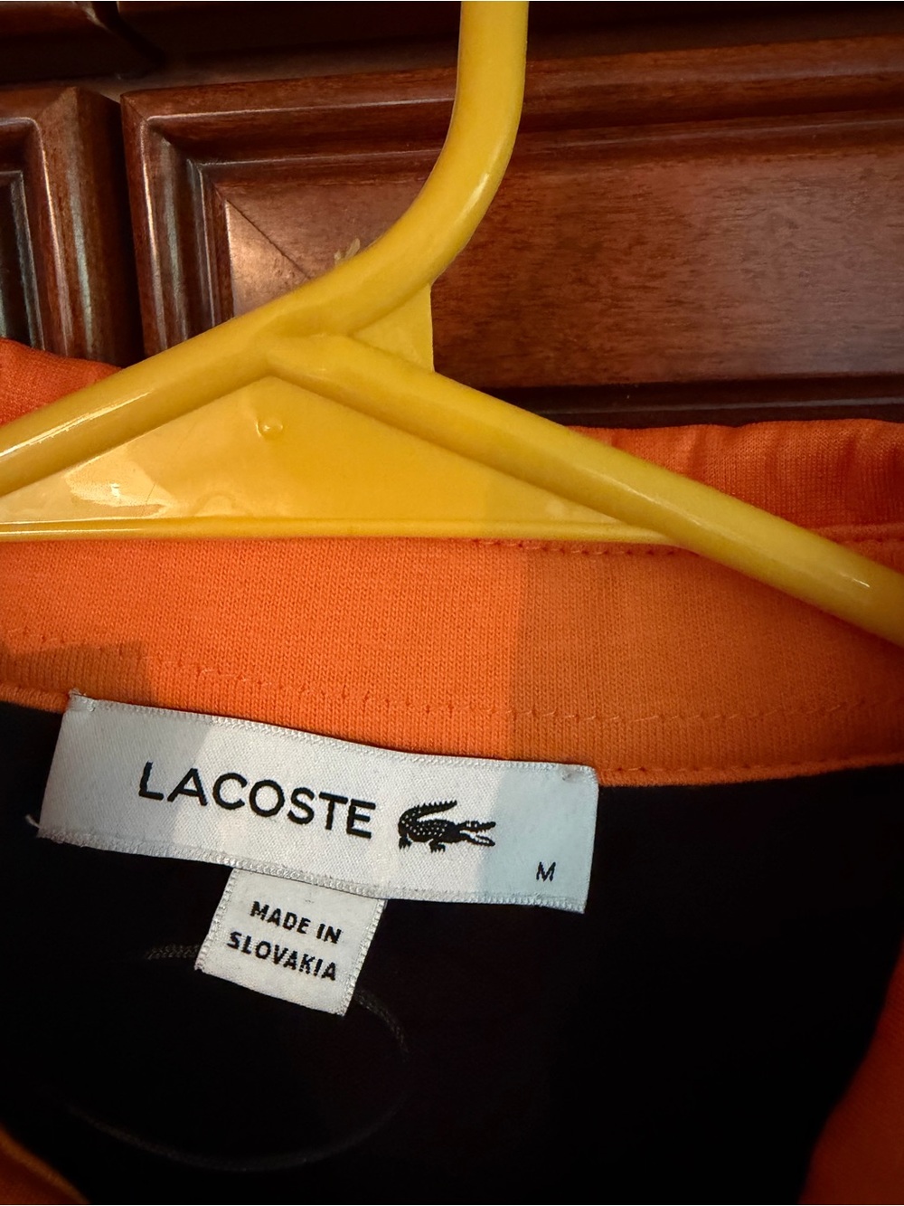 Lacoste Unisex Olive Green/Tan Polo with Orange Collar and Cuffs..RARE - Picture 4 of 5